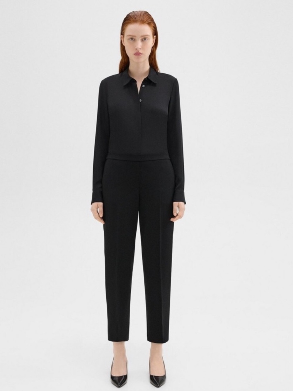 NWOT Theory Treeca Pull-On Pant in Admiral Crepe BLACK  16